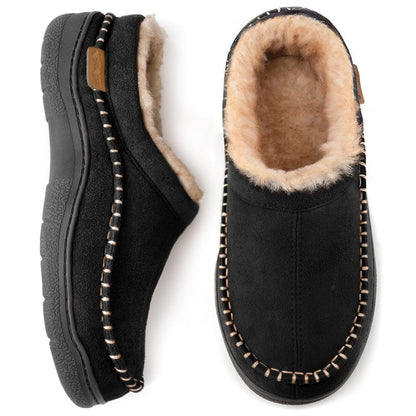 🎁Winter Sale 50% Off🎄Men's Non-Slip Warm Plush Wide Toes Slip-On Slippers