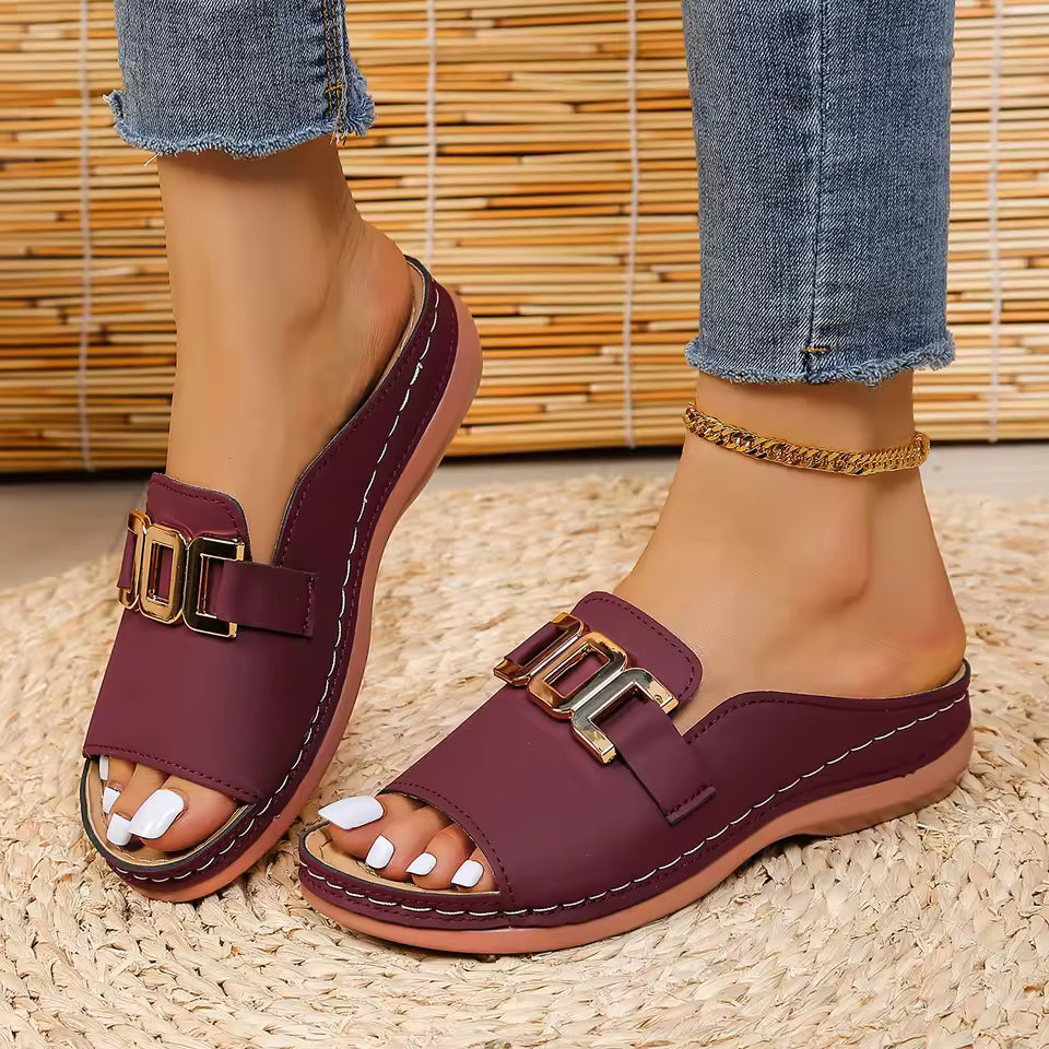 Women's Platform Slippers Comfortable Open-Heel Sandals Casual Sandals Plus Size
