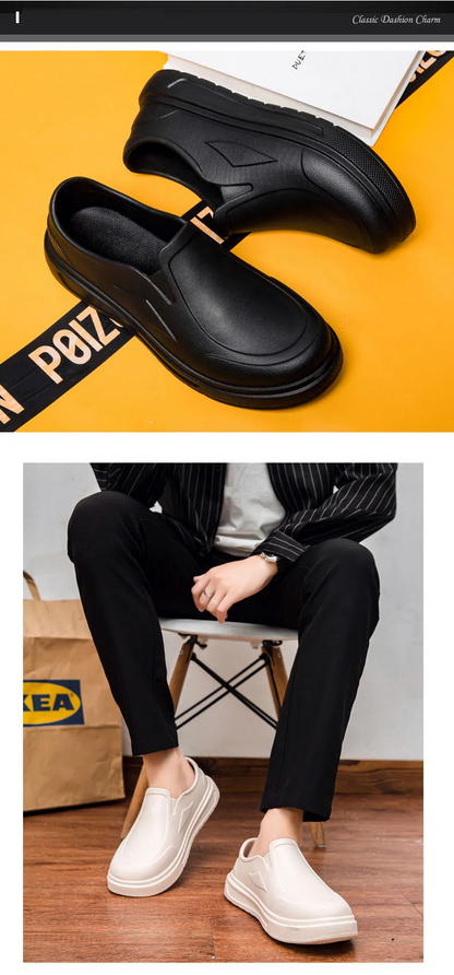 Men's Lightweight Slip-On Work Shoes – Oil Resistant, Easy to Clean Kitchen Work Footwear