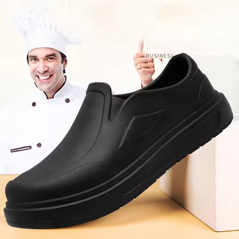 Men's Lightweight Slip-On Work Shoes – Oil Resistant, Easy to Clean Kitchen Work Footwear