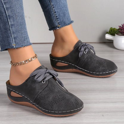 Summer Sale 50% Off❤️Women’s Summer Comfort Orthopedic Mule Sandals,  Slip-On, Round Toe with Lace-Up Design