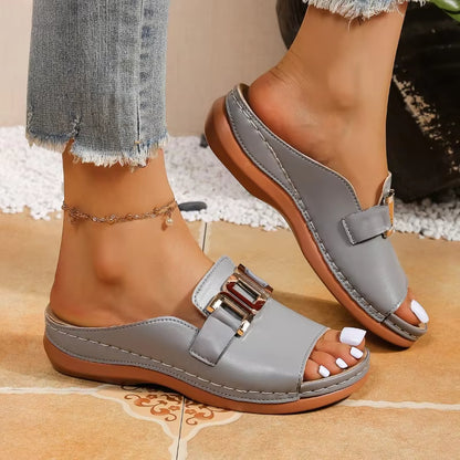 Women's Platform Slippers Comfortable Open-Heel Sandals Casual Sandals Plus Size
