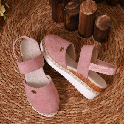 Spring Sale 45%💝 Women's Closed Toe Espadrille Wedge Sandals – Platform with Elastic Slingback
