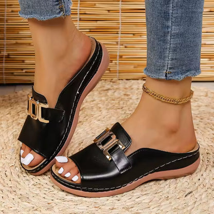 Women's Platform Slippers Comfortable Open-Heel Sandals Casual Sandals Plus Size