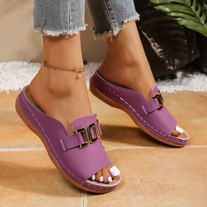 Women's Platform Slippers Comfortable Open-Heel Sandals Casual Sandals Plus Size