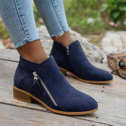 LAST DAY 50% OFF❤️ Women’s Comfort Walking Ankle Boots – Low Heel, Zipper Closure, Orthopedic Arch Support