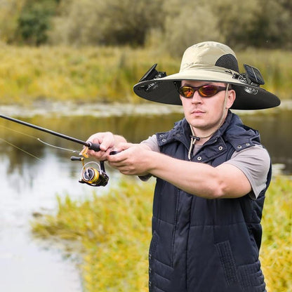 2025 New Wide Brim Solar Fan Outdoor Fishing Hat-Solar & USB Charging