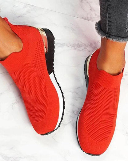 Women's Sneakers Elastic Slip on Flat Walking Shoes